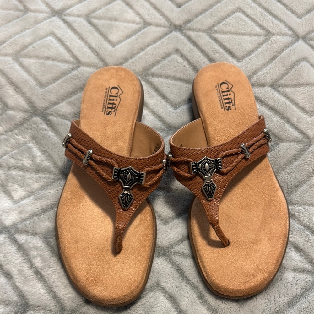 Cliffs by WHITE MOUNTAIN Brown Sandals with Braided Straps